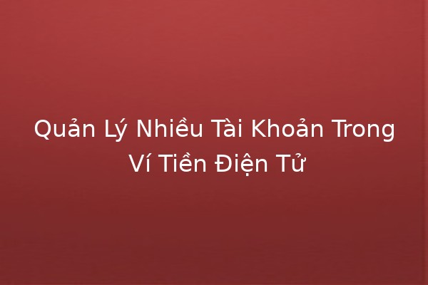 Quản Lý Nhiều Tài Khoản Trong Ví Tiền Điện Tử 💼🔑